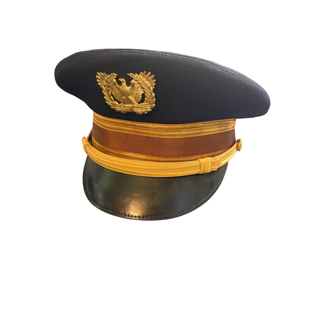 Bancroft US Army Officer Service Cap Pak-Cap Vintage Military Visor Hat Blue
